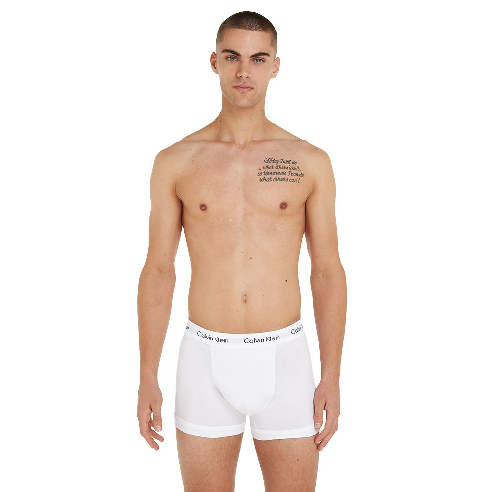 Cotton Stretch 3-Pack Boxer Trunks, White-Calvin Klein-UNDERU