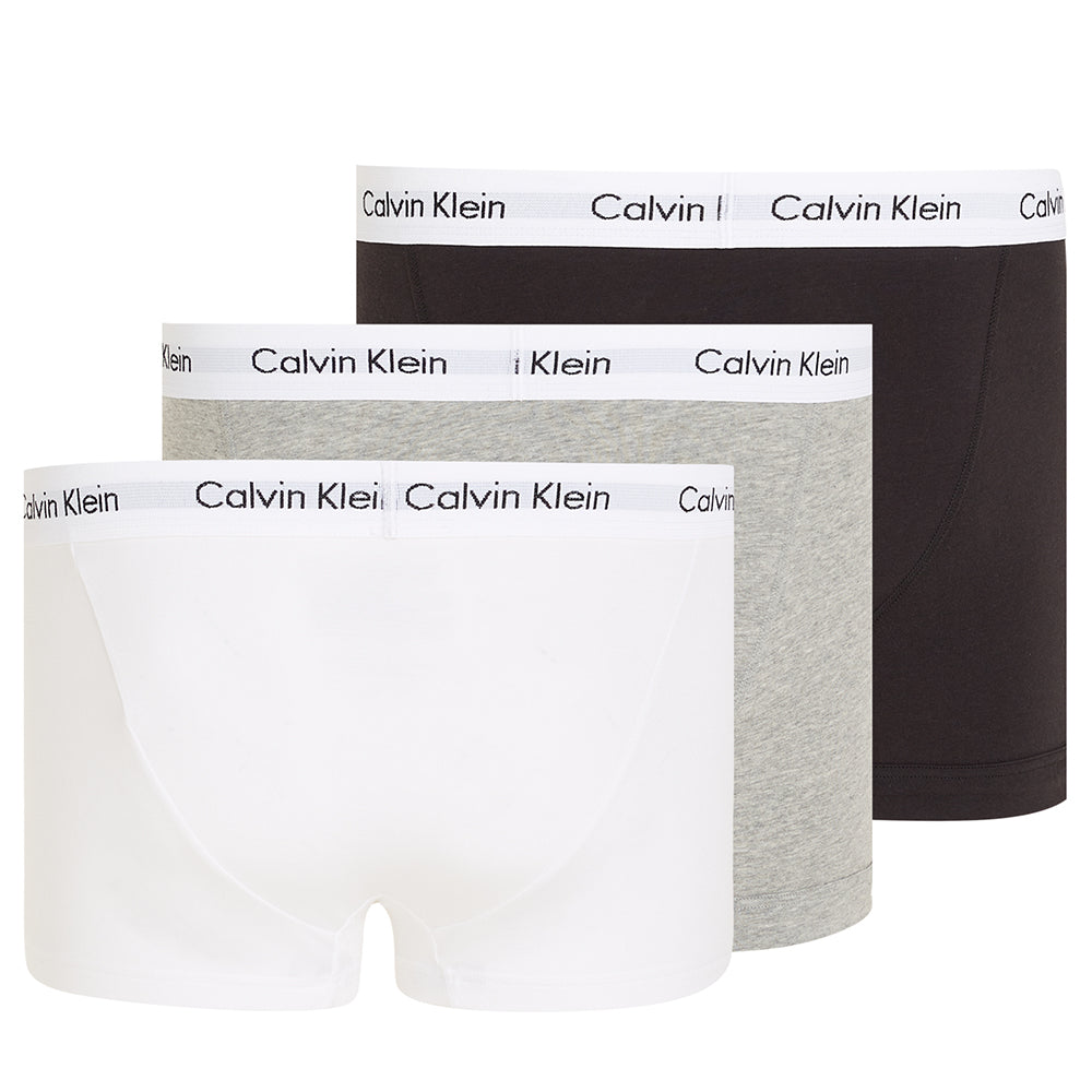 Cotton Stretch 3-Pack Boxer Trunks, Black/White/Grey-Calvin Klein-UNDERU