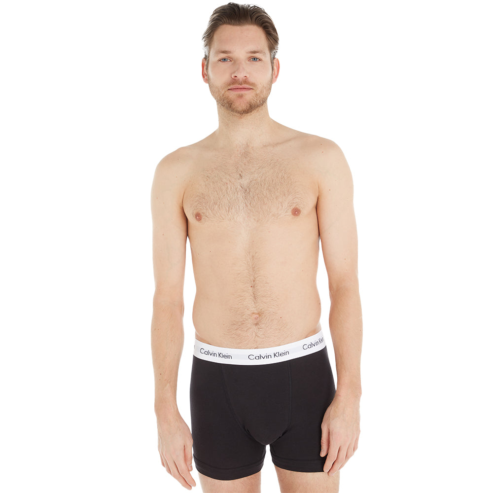 Cotton Stretch 3-Pack Boxer Trunks, Black/White/Grey-Calvin Klein-UNDERU