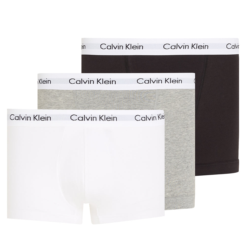 Cotton Stretch 3-Pack Boxer Trunks, Black/White/Grey-Calvin Klein-UNDERU