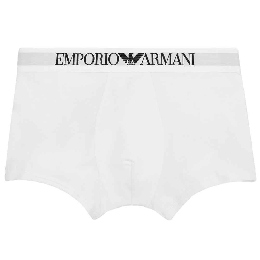 Emporio Armani Men's Iconic Logoband Boxer Trunk, White