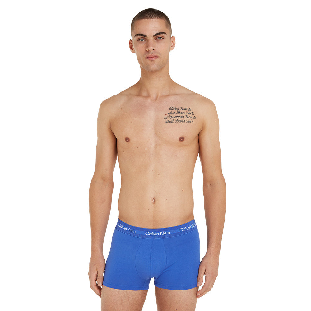 3-Pack Low-Rise Cotton Stretch Boxer Trunks, Navy/Black/Blue-Calvin Klein-UNDERU