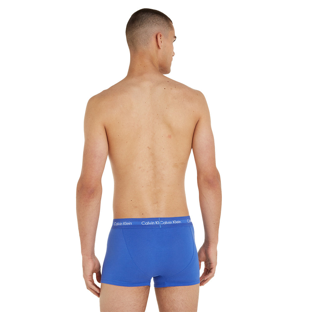 3-Pack Low-Rise Cotton Stretch Boxer Trunks, Navy/Black/Blue-Calvin Klein-UNDERU