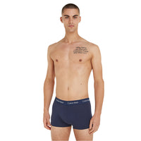 3-Pack Low-Rise Cotton Stretch Boxer Trunks, Navy/Black/Blue-Calvin Klein-UNDERU