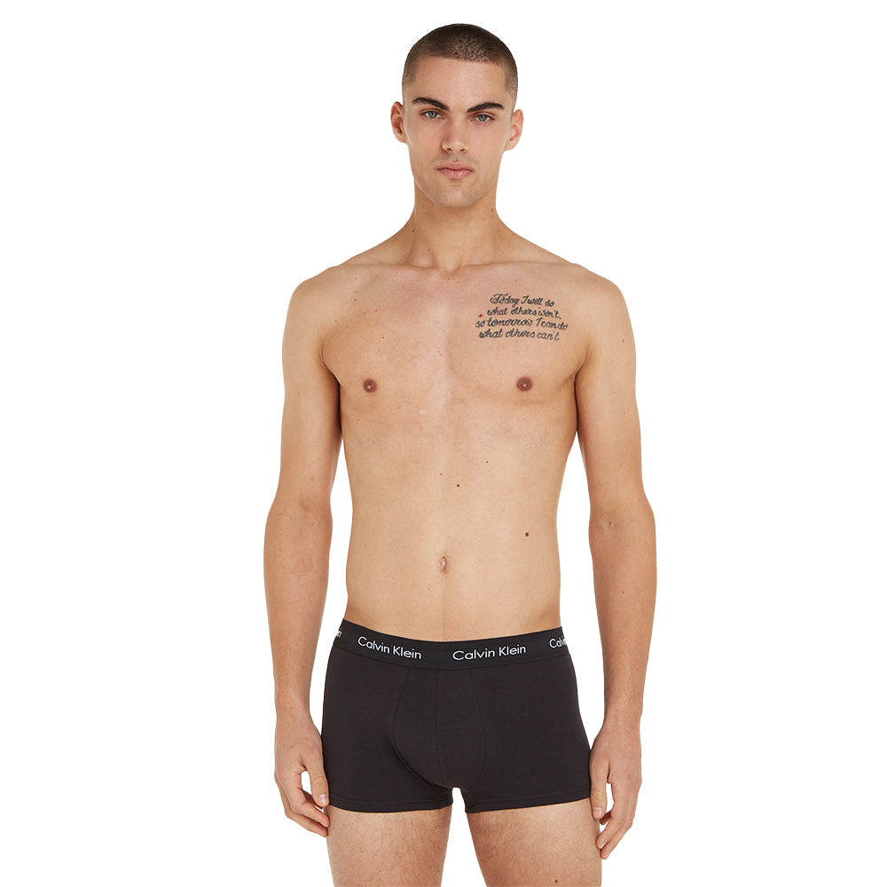 3-Pack Low-Rise Cotton Stretch Boxer Trunks, Navy/Black/Blue-Calvin Klein-UNDERU