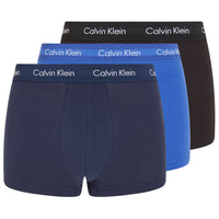 3-Pack Low-Rise Cotton Stretch Boxer Trunks, Navy/Black/Blue-Calvin Klein-UNDERU