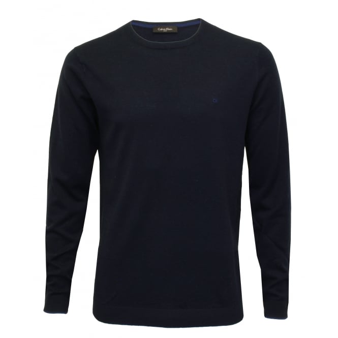 Saul Crew-Neck Ribbed Knit Sweater, Navy-Calvin Klein-UNDERU