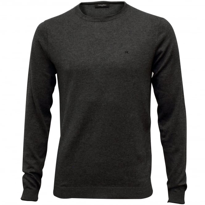 Saul Crew-Neck Ribbed Knit Sweater, Dark Grey Melange-Calvin Klein-UNDERU