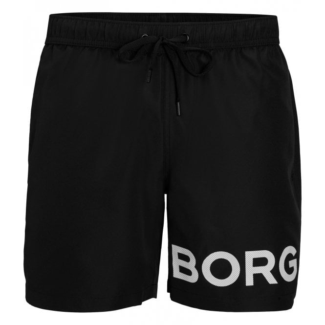 BORG Logo Karim Boys Swim Shorts, Black-Bjorn Borg-UNDERU