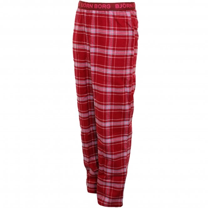 Boys Check Flannel Boys Pyjama Bottoms, Rumba Red-Bjorn Borg-UNDERU