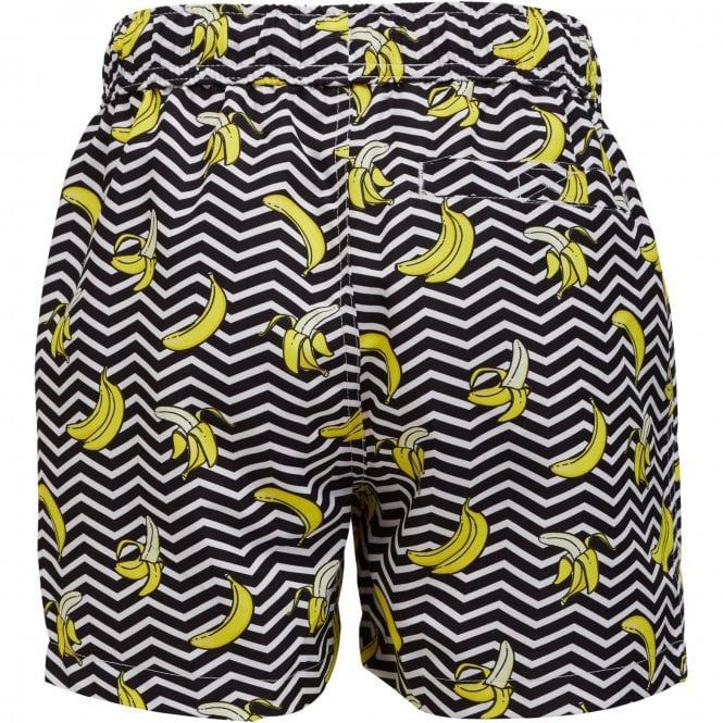 Banana Stripe Boys Swim Shorts, Black-Bjorn Borg-UNDERU