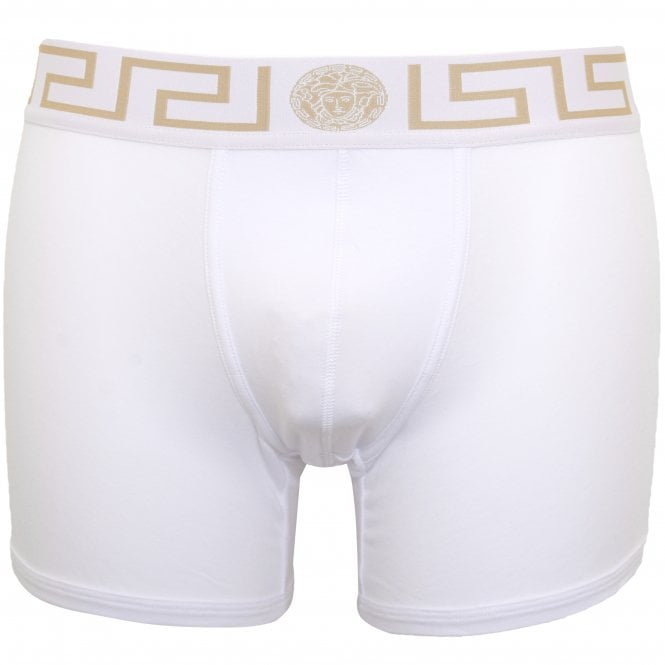 Greca Border Boxer Briefs, White-Versace-UNDERU