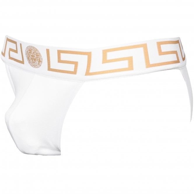 Greca Border Jockstrap, White-Versace-UNDERU