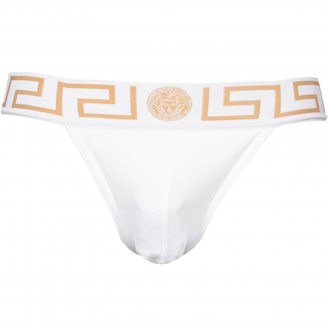 Greca Border Jockstrap, White-Versace-UNDERU