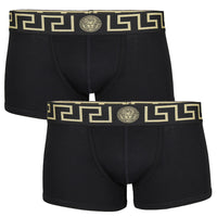 Versace 2 pack of black Greca boxer trunks