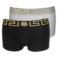 2-Pack Greca Border Boxer Trunks, Black/White-Versace-UNDERU