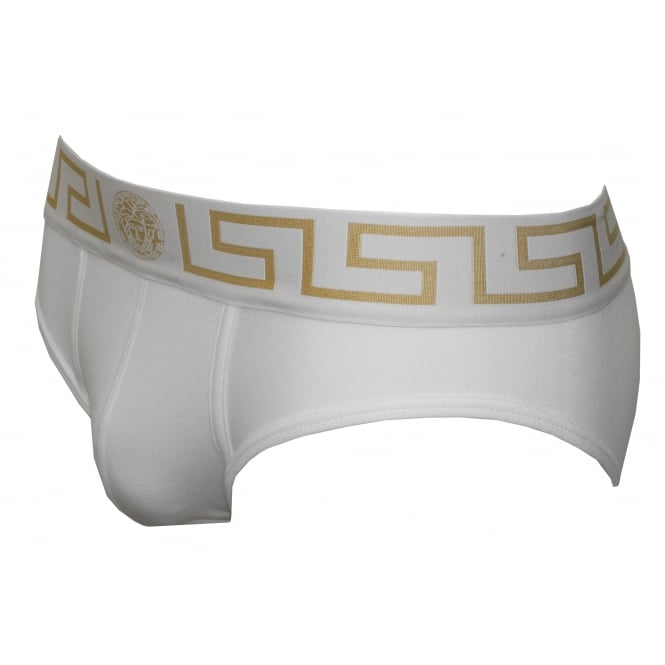 2-Pack Greca Border Low-Rise Briefs, White-Versace-UNDERU