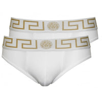 2-Pack Greca Border Low-Rise Briefs, White-Versace-UNDERU