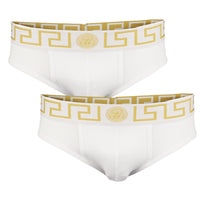 Versace 2 pack white greca men's briefs