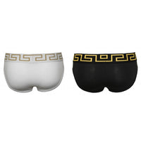 2-Pack Greca Border Briefs, Black/White-Versace-UNDERU