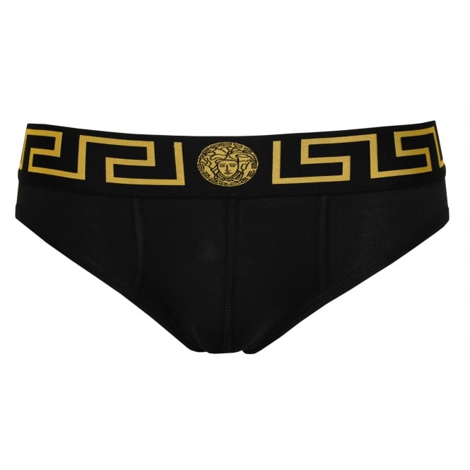 2-Pack Greca Border Briefs, Black/White-Versace-UNDERU