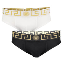 Versace 2 pack greca briefs, black and white.