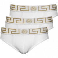 3-Pack Greca Border Briefs, White-Versace-UNDERU