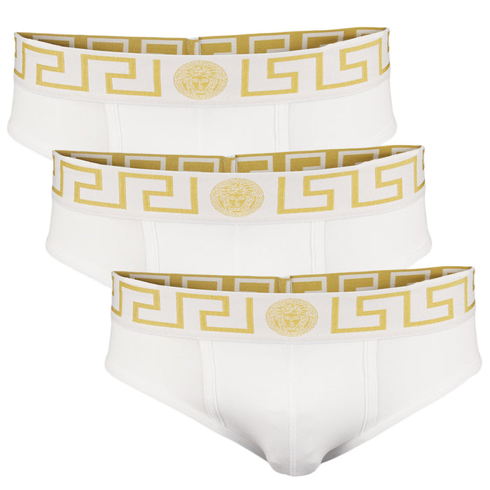 Versace 3 pack greca men's briefs, white