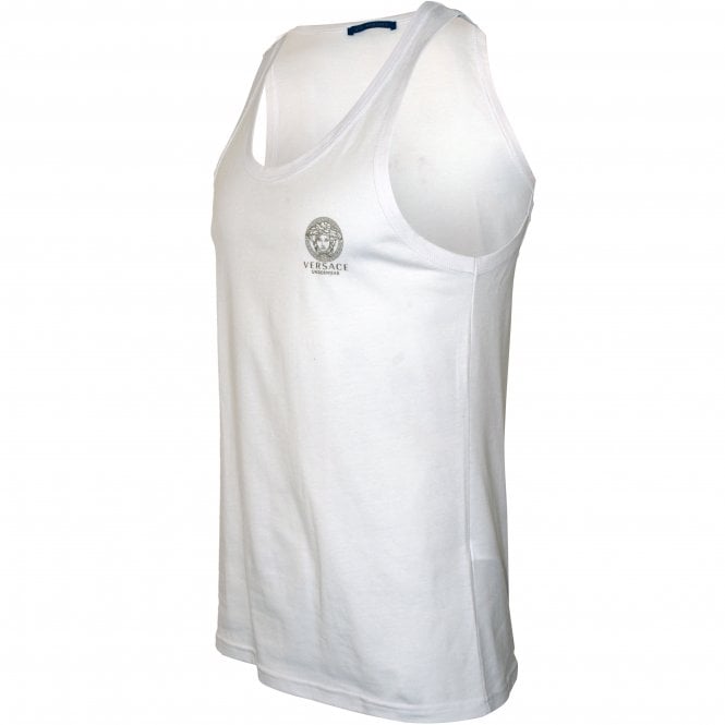 Iconic Tank Top Vest, White-Versace-UNDERU