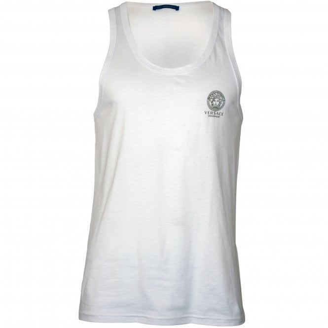 Iconic Tank Top Vest, White-Versace-UNDERU