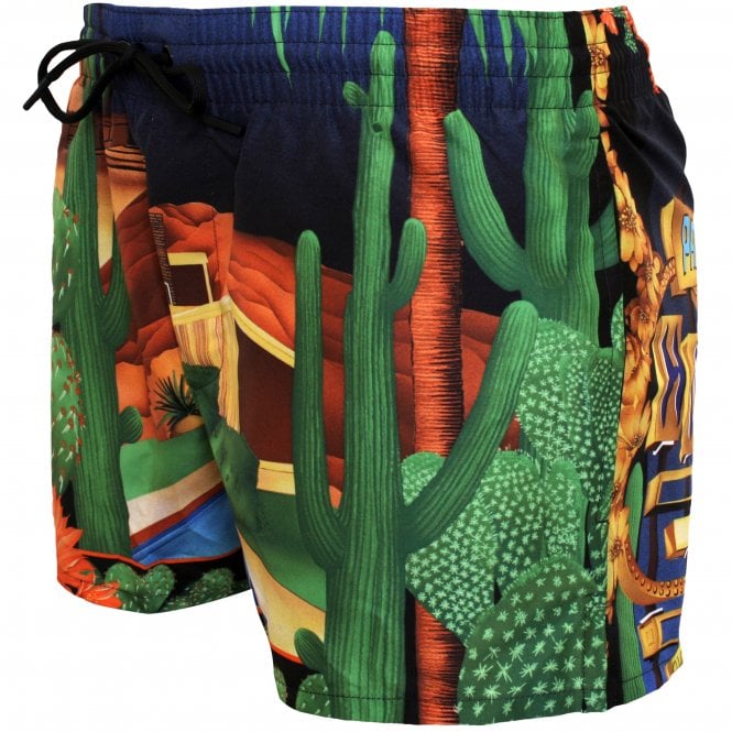 Luxe Palm Springs Print Swim Shorts, Multicolour-Versace-UNDERU