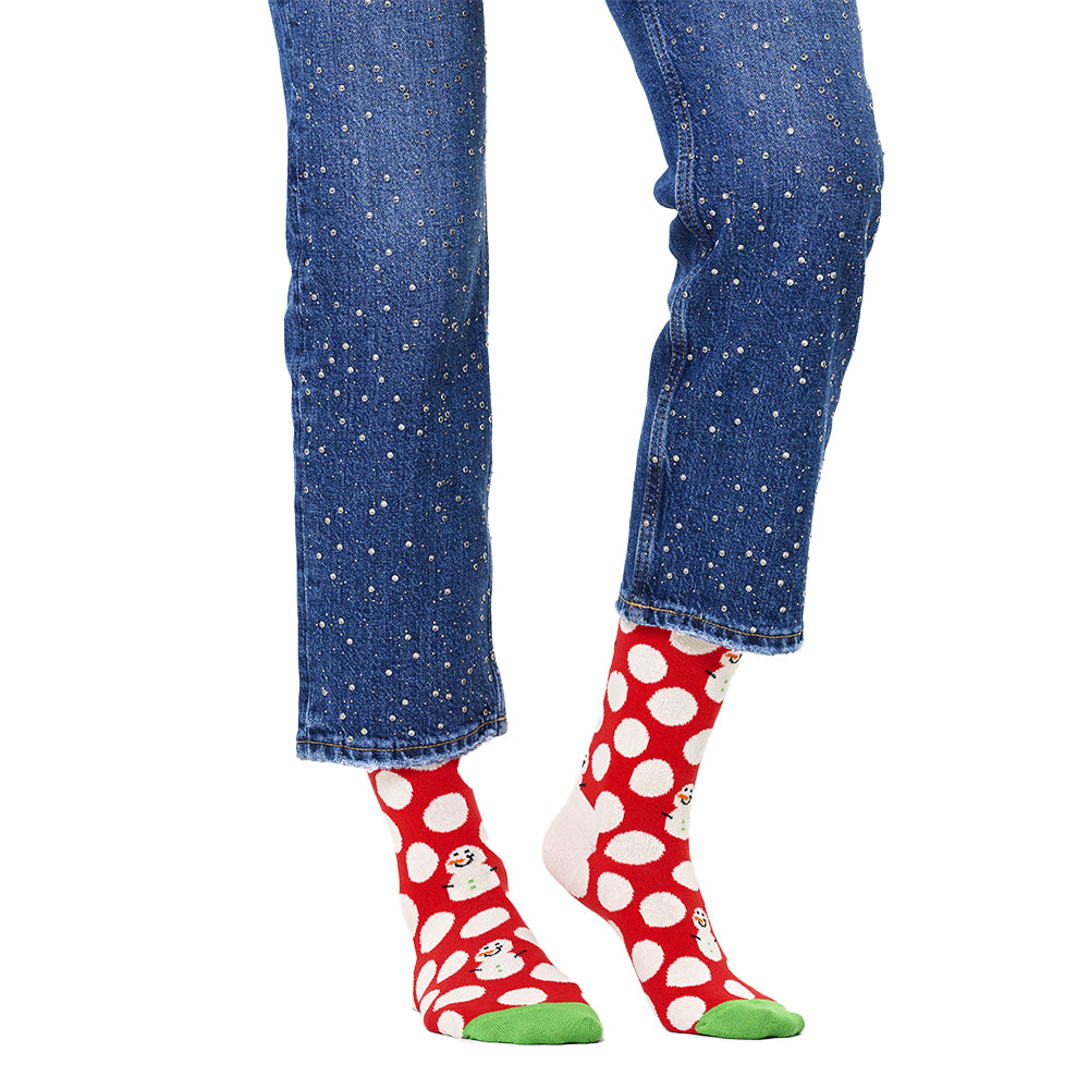 Big Dot Snowman Socks, Red-Happy Socks-UNDERU