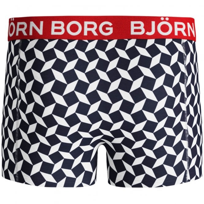 2-Pack Geo & Camo Print Boys Boxer Trunks, Navy/Blue-Bjorn Borg-UNDERU