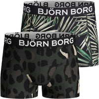 2-Pack Palms & Camo Print Boys Boxer Trunks, Khaki/Black-Bjorn Borg-UNDERU