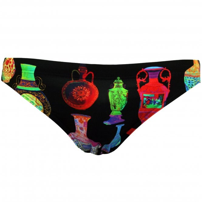 Japanese Vase Print Luxe Swim Briefs, Black/Multi-Versace-UNDERU