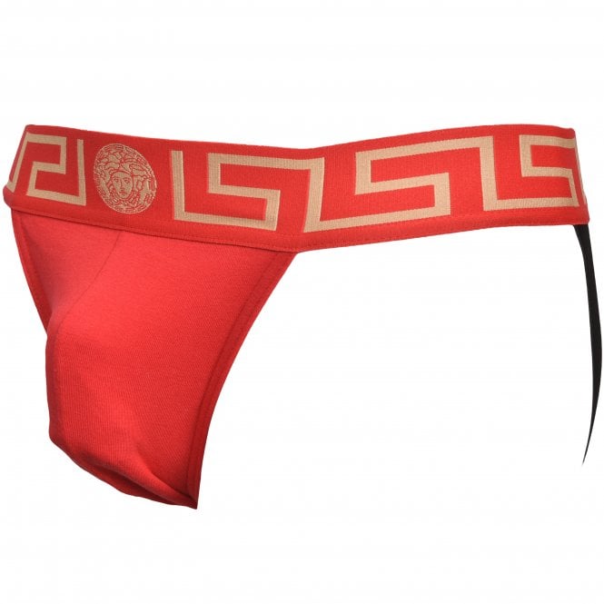 Greca Border Jockstrap, Red-Versace-UNDERU