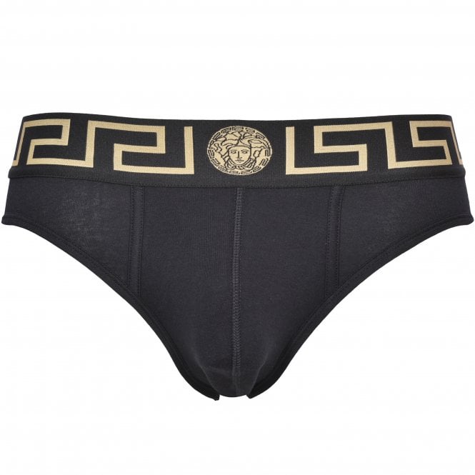 2-Pack Greca Border Low-Rise Briefs, Black/Grey-Versace-UNDERU