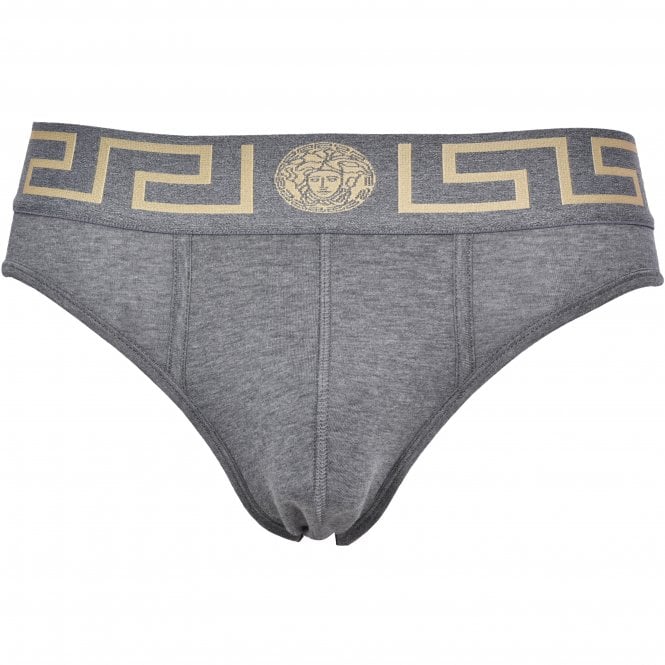 3-Pack Greca Border Briefs, Black/White/Grey-Versace-UNDERU