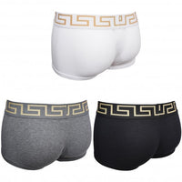 3-Pack Greca Border Low-Rise Boxer Trunks, Black/White/Grey-Versace-UNDERU