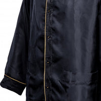 Gold Trim Silk Pyjama Top, Black-Versace-UNDERU