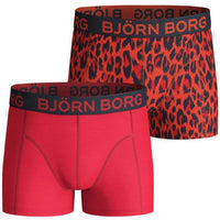 Bjorn Borg-2-Pack Tiger Print & Solid Boys Boxer Trunks, Vermillion Orange-UNDERU