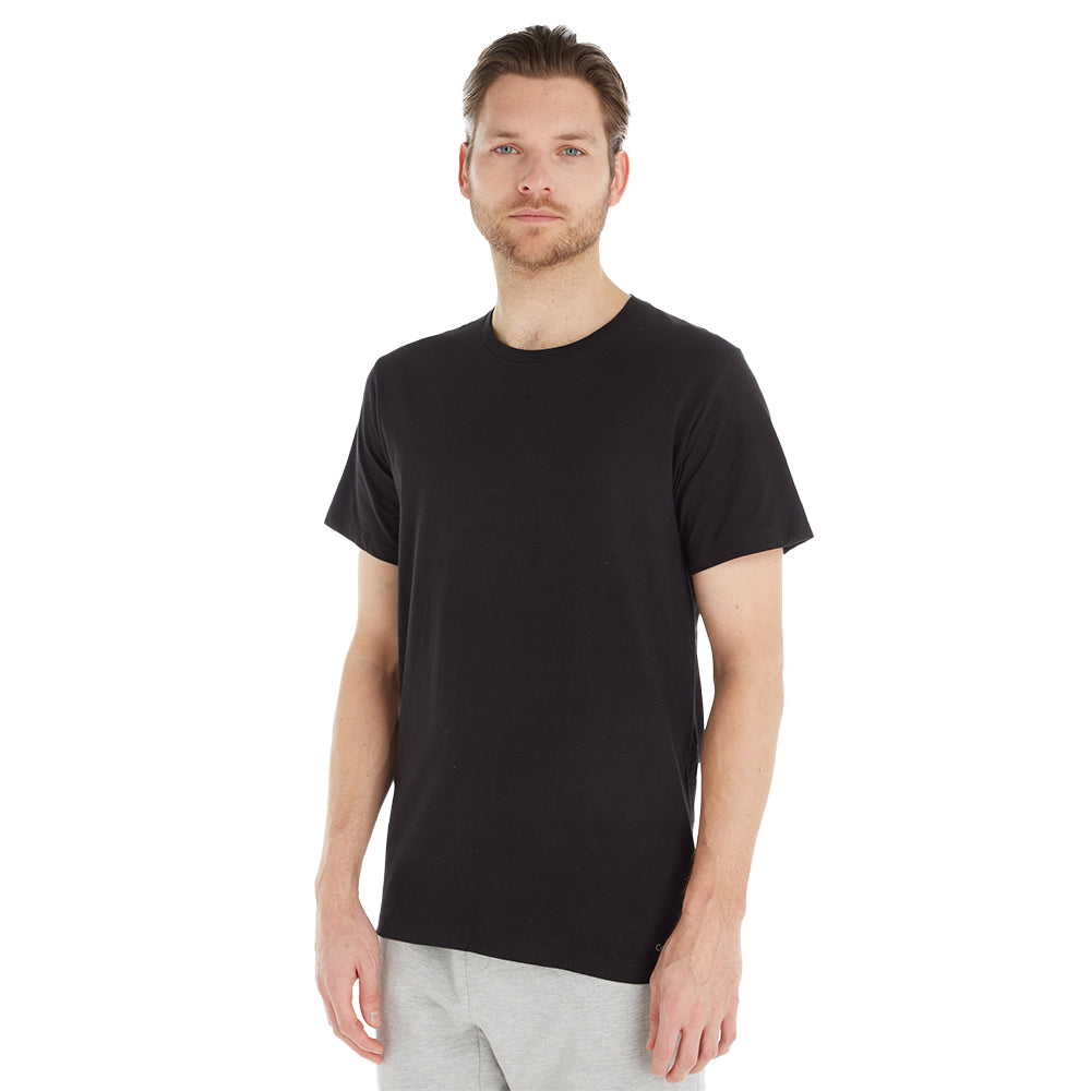 Calvin Klein-3-Pack Pure Cotton Crew-Neck T-Shirts, Black-UNDERU