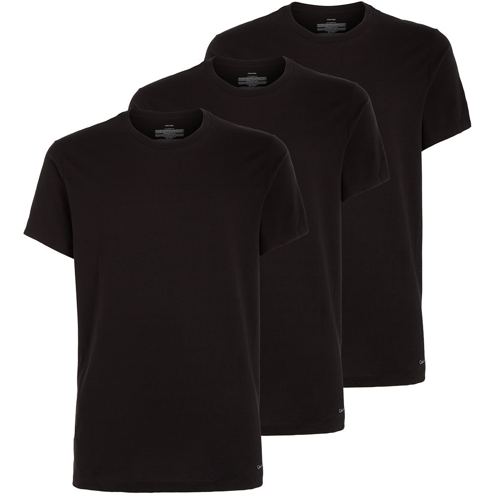 Calvin Klein-3-Pack Pure Cotton Crew-Neck T-Shirts, Black-UNDERU