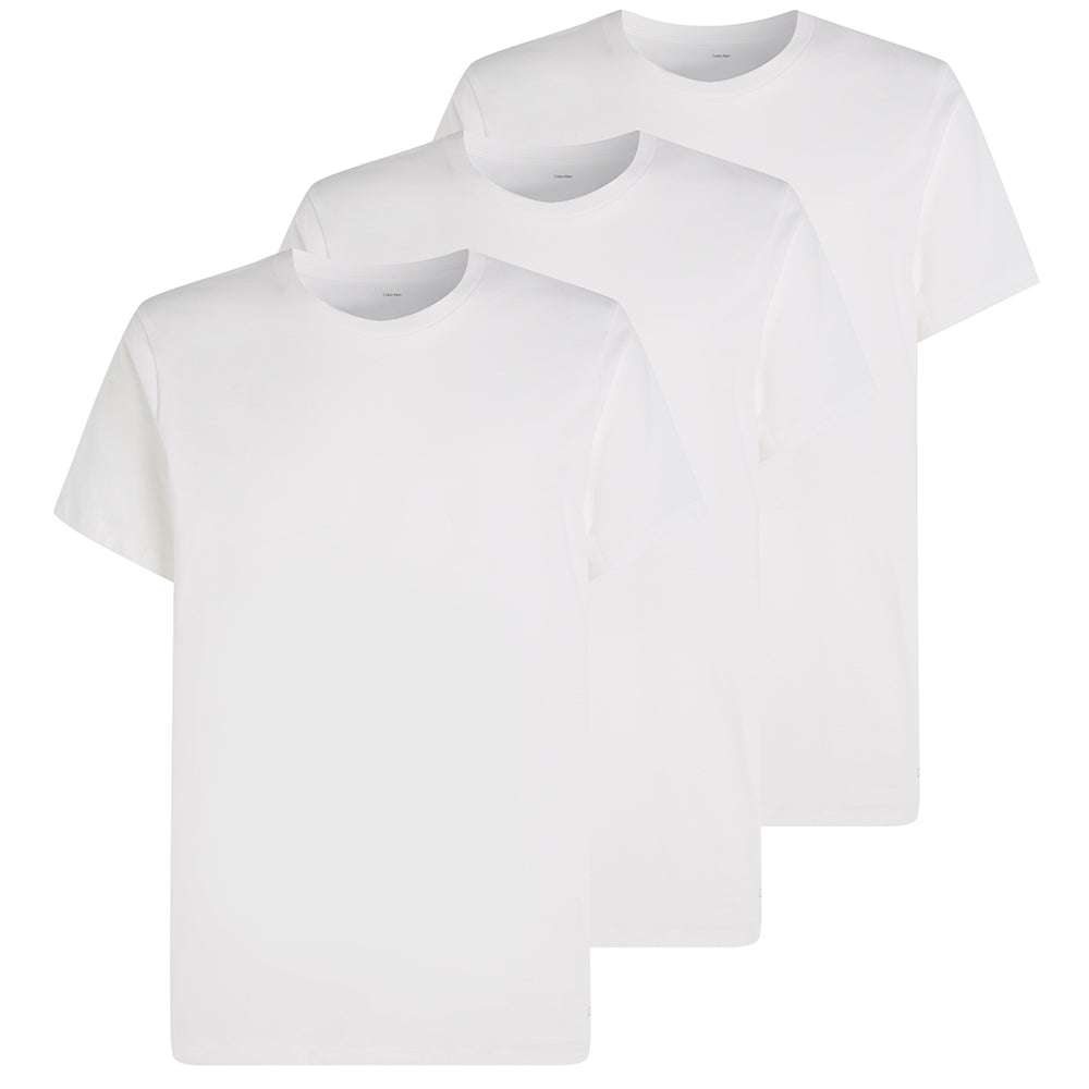 Calvin Klein-3-Pack Pure Cotton Crew-Neck T-Shirts, White-UNDERU