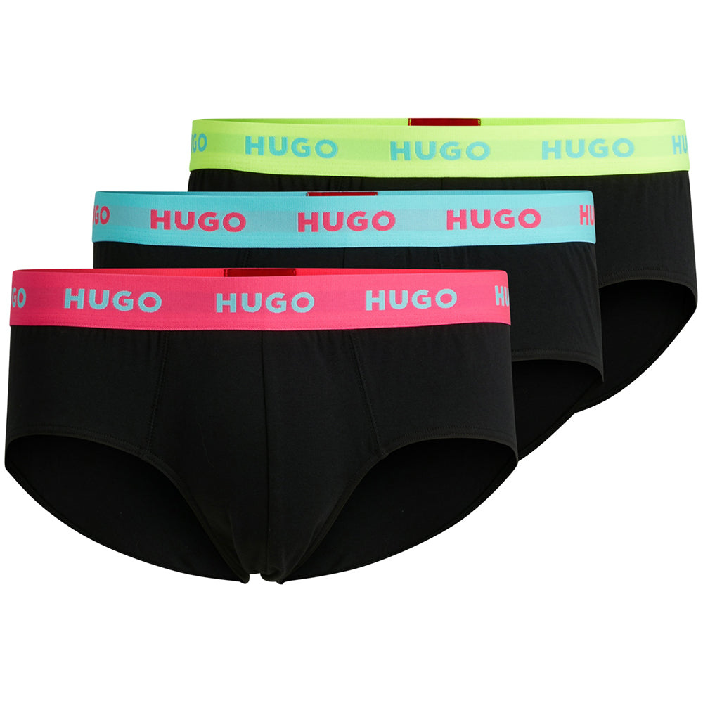 HUGO 3-Pack Neon Logo Briefs, Black