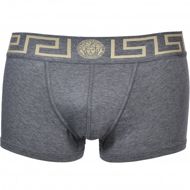 Versace-2-Pack Greca Border Boxer Trunks, Black/Grey-UNDERU