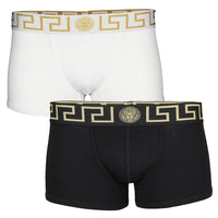 Versace Greca 2 pack boxer shorts black and white