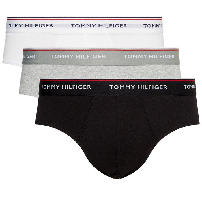 Tommy Hilfiger-3-Pack Premium Stretch Briefs, Black/White/Grey-UNDERU