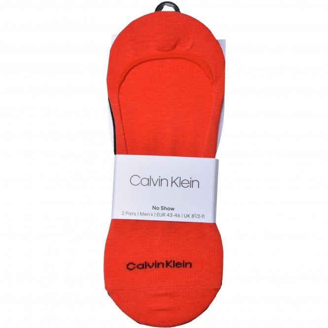 Calvin Klein-2-Pack No-Show Logo Liner Socks, Red/Black-UNDERU