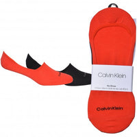 Calvin Klein-2-Pack No-Show Logo Liner Socks, Red/Black-UNDERU